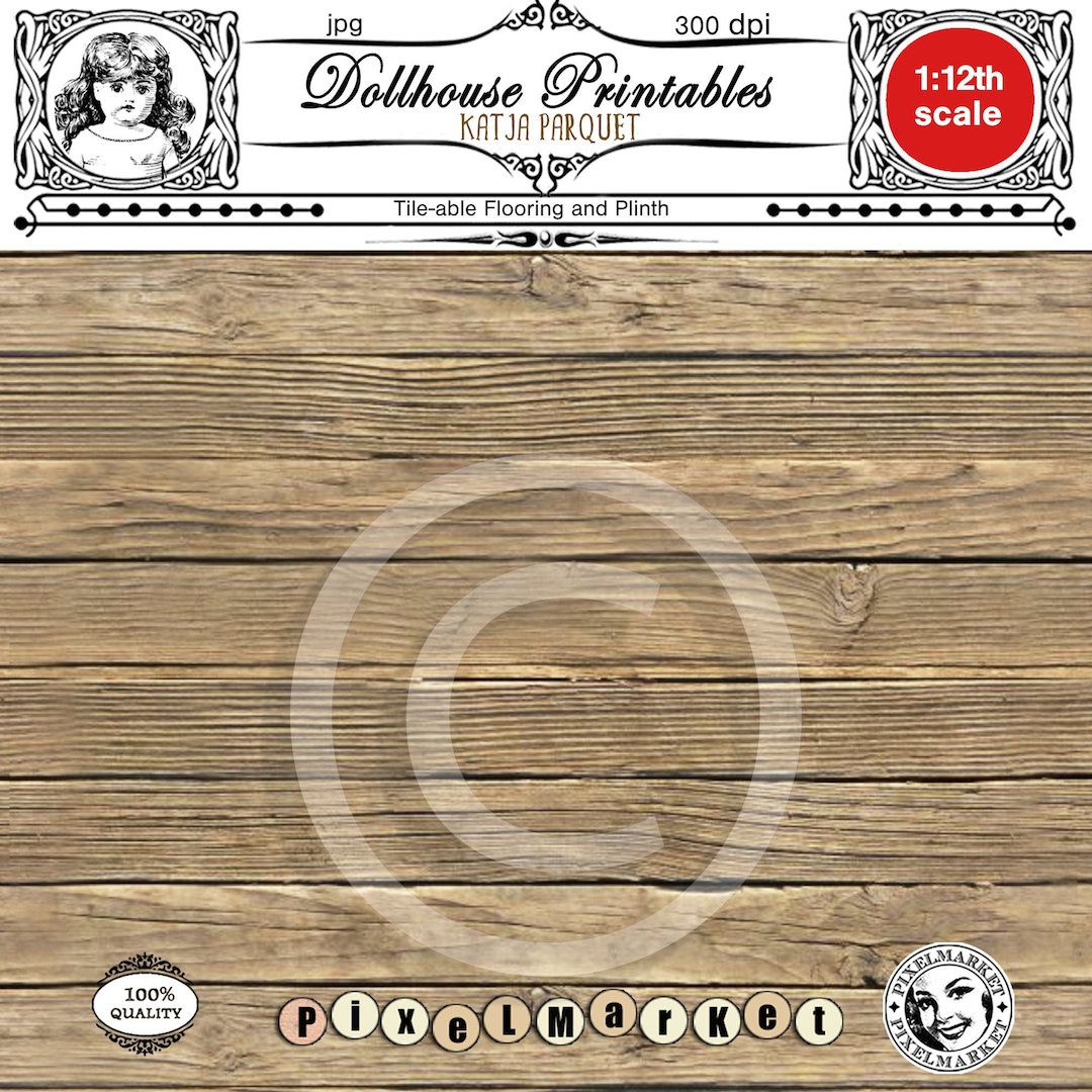 DOLLHOUSE Printable Wood Floor Rustic Wooden Flooring 1/12th - Etsy