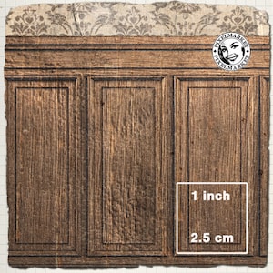 May include: A wood panel wall with a distressed finish. The panels are separated by black lines. The wall is 1 inch (2.5 cm) wide.