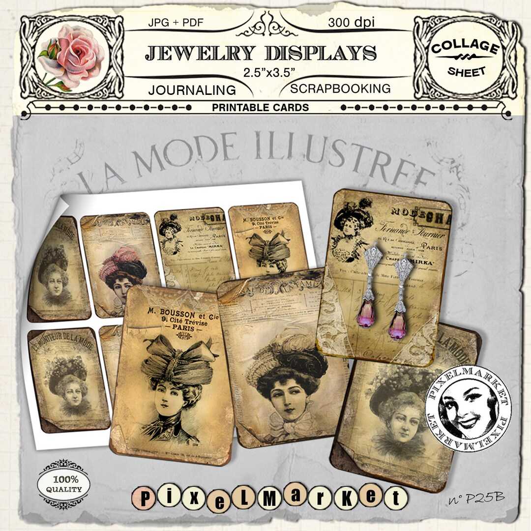 PRINTABLE Jewelry Cards TEMPLATE Victorian Ads Instant Download Aceo ...