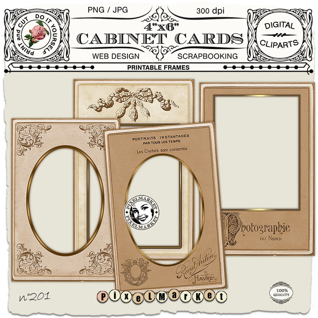 Picture Frame Cliparts 6x4 CABINET CARDS French Vintage Paper Frames ...