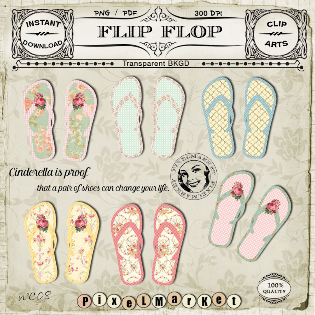FLIP FLOP CLIPARTS Printable Download Summer Embellishment Flipflop Die