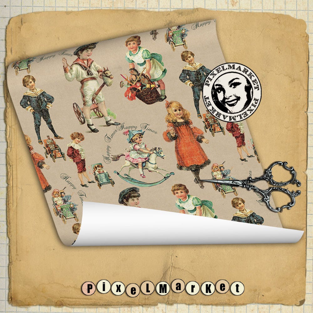 Printable WRAPPING PAPER Victorian Gift Wrap Vintage Toys Etsy Australia