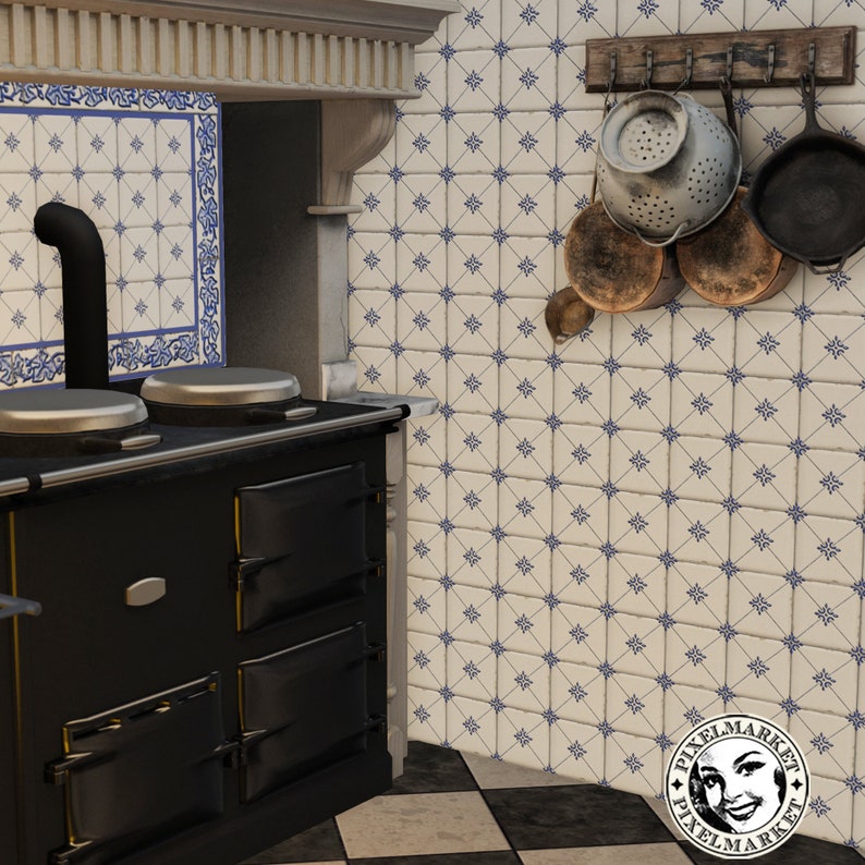 DOLLHOUSE French Victorian Kitchen WALLPAPER and BACKSPLASH Etsy