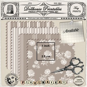 Dollhouse Miniature PRINTABLE Floral FABRIC Prints French Country ...