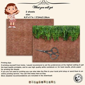 DIORAMA Miniature Garden Backdrop Printable BRICK WALL With Hanging Ivy ...