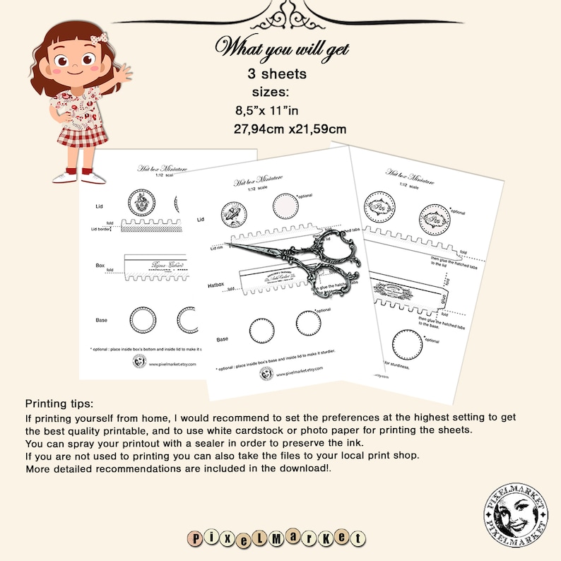 1:12 Dollhouse Miniature Hatbox Printable Template Set of 3 - Etsy