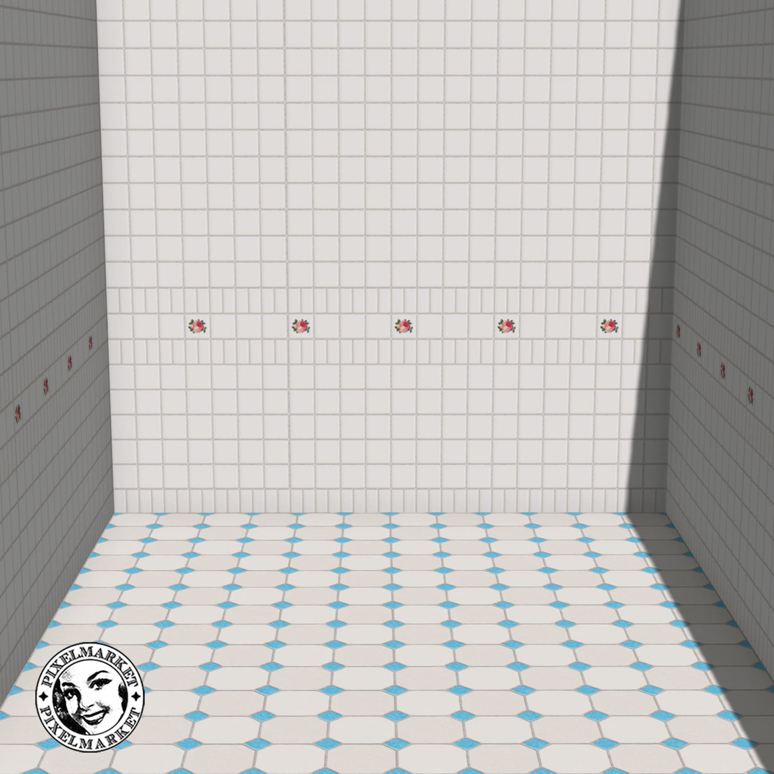 DOLLHOUSE 2 miniature bathroom wallpapers White & Blue wall | Etsy