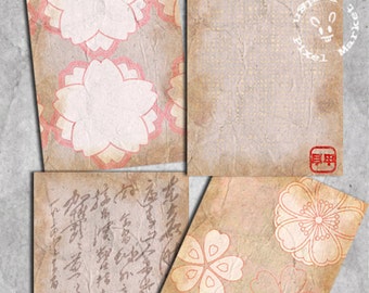 JAPANESE PAPERS Set Digital Collage Sheet Printable Download Size 6x4 Scrapbooking Background Journal Pages Cardmaking Washi P26