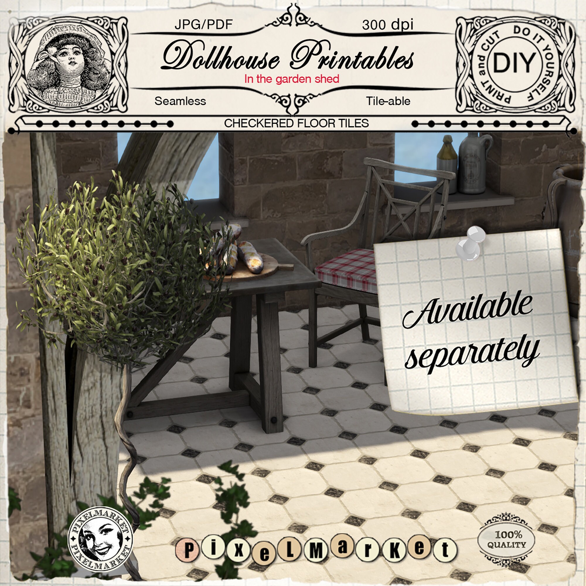 Dollhouse Flooring tiles 1:12 Miniature floor Printable - Etsy Polska