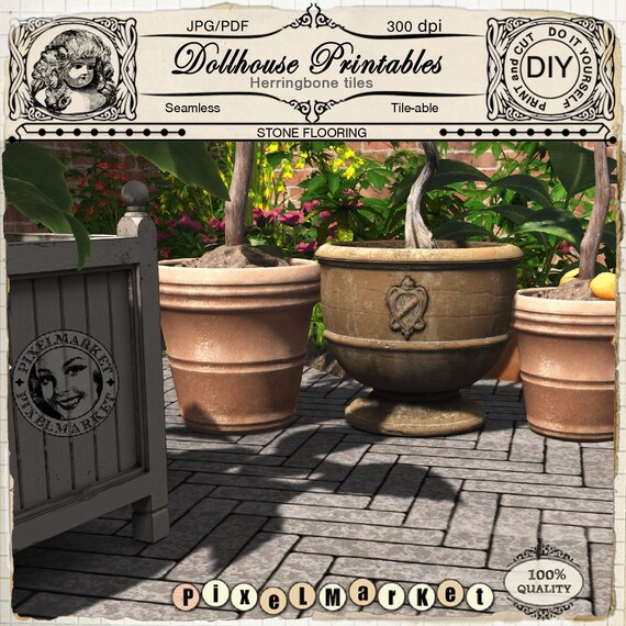 Dollhouse Outdoor Flooring Printable Miniature Wallpaper Etsy