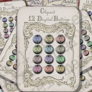 DIGITAL BUTTONS CLIPARTS 1 inch CIrcle Buttons Transparent PNg Digital Download Embellishment e11