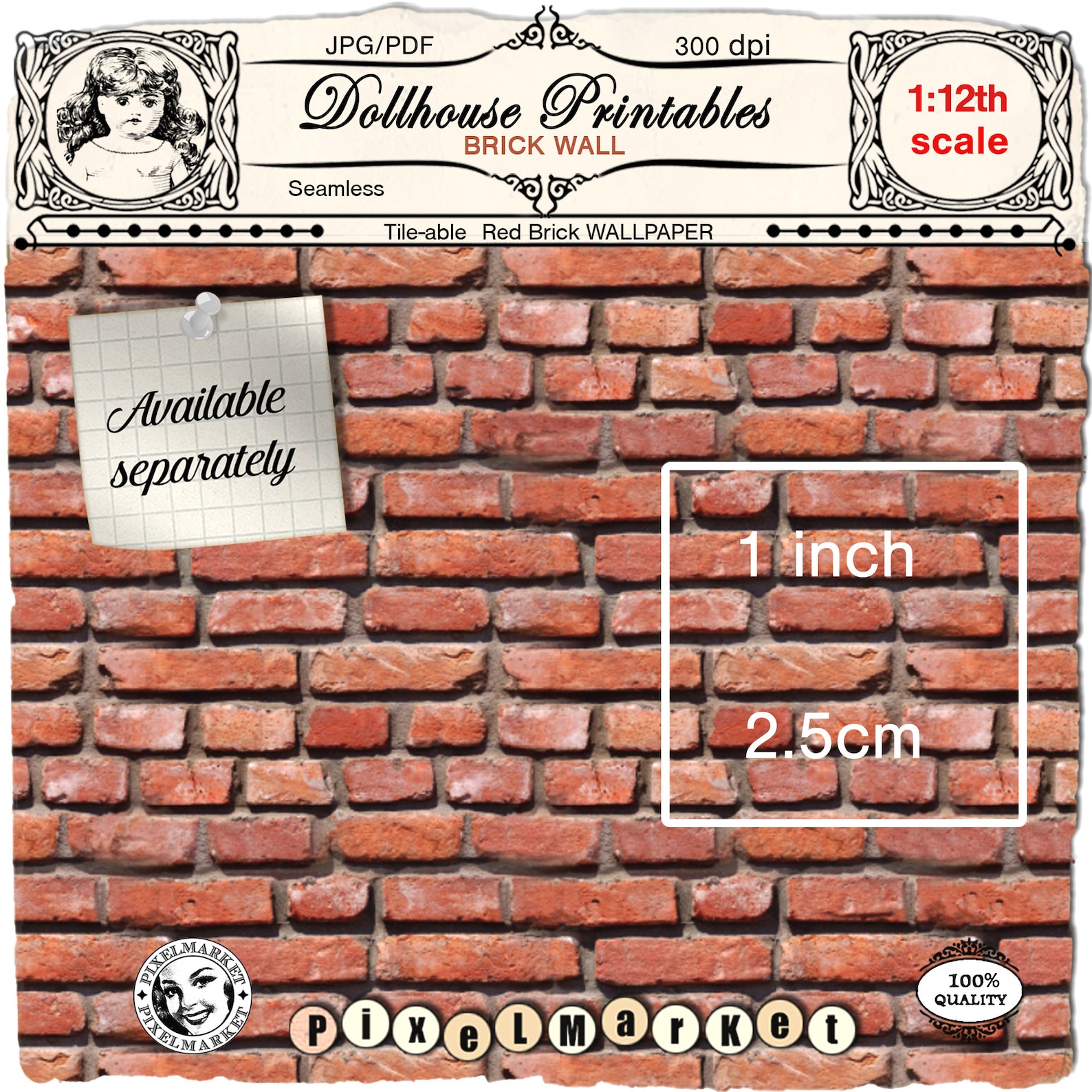 Dollhouse Brick Wallpaper Printable - Printable Word Searches