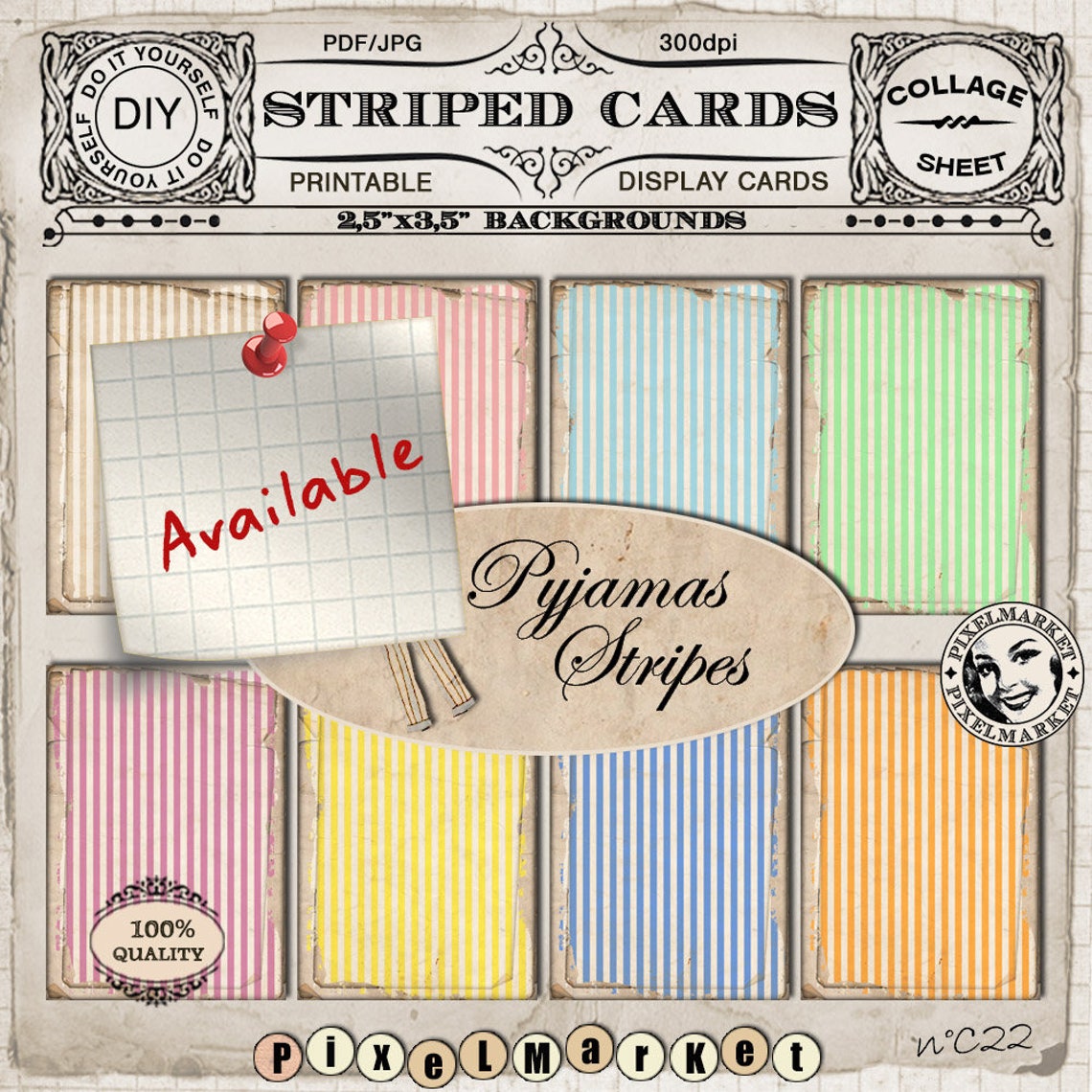 STRIPED PAPERS Digital Scrapbooking Papers Printable Large - Etsy