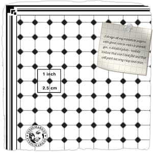 DOLLHOUSE Flooring ART DECO Bathroom 1/12 scale Black & White Floor tiles Printable download Digital sheet for Diorama Roombox image 6