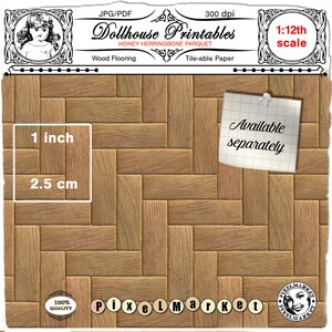 DOLLHOUSE Printable Wood Floor Reclaimed Wooden Flooring 1/12th ...