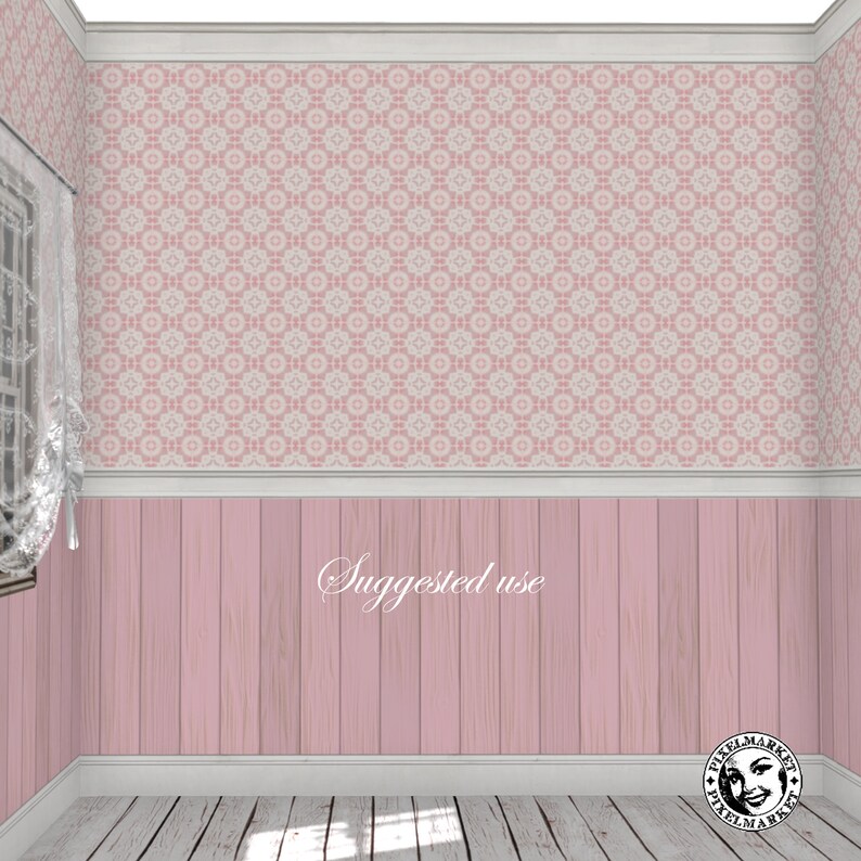 PRINTABLE DOLLHOUSE WALLPAPER for 1/12 Miniature Nursery Pink Etsy