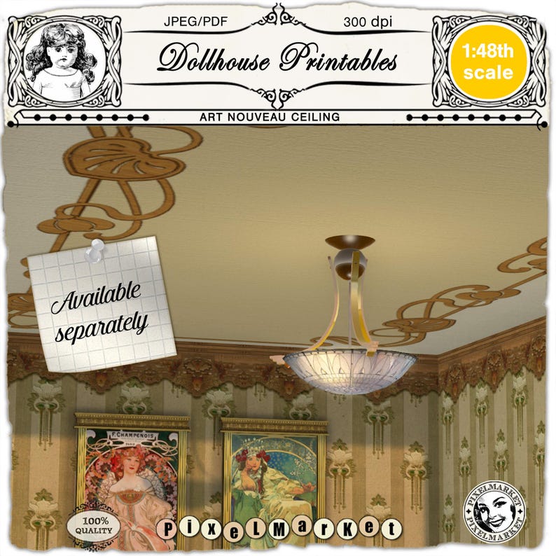 Rustic Ceiling Print Dollhouse Rustic BEAM CEILING Printable WALLPAPER Miniature Farmhouse ...