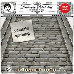 Dollhouse Printable Sidewalk Pavers Flooring Miniature Street Paving ...