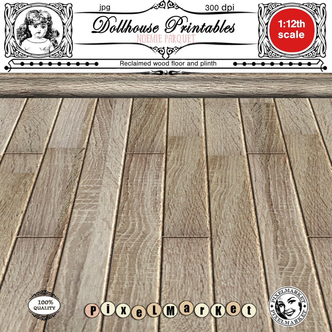 DOLLHOUSE Printable Wood Floor Reclaimed Wooden Flooring 1/12th ...