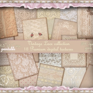 DENTELLE vintage fond dentelle imprimable papier Pack 8,5 x 11 Blog Web photographe livre mise en page Invitation scrapbooking approvisionnement 22