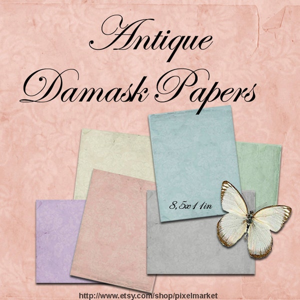 DAMASK PAPERS Photo BACKDROPS Printable Digital Download Scrapbooking Website Design Grunge Distressed Torn Vintage Roses Floral Po5