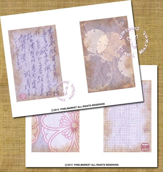 Printable JOURNAL PAGES 6x4 Japanese papers set Digital | Etsy