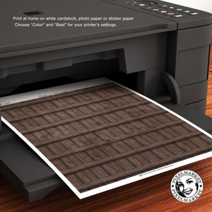 May include: A printable digital download of a wood plank background texture. The image shows a printer with the digital download paper coming out of the printer. The text on the paper reads "Challenge & Printable".