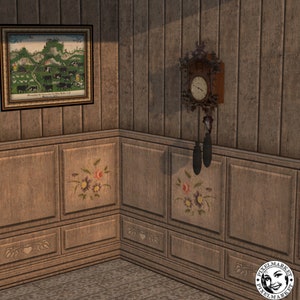 Alpine Cabin Chalet Diorama Printable Set of 2 Rustic Wooden WALLPAPERS ...