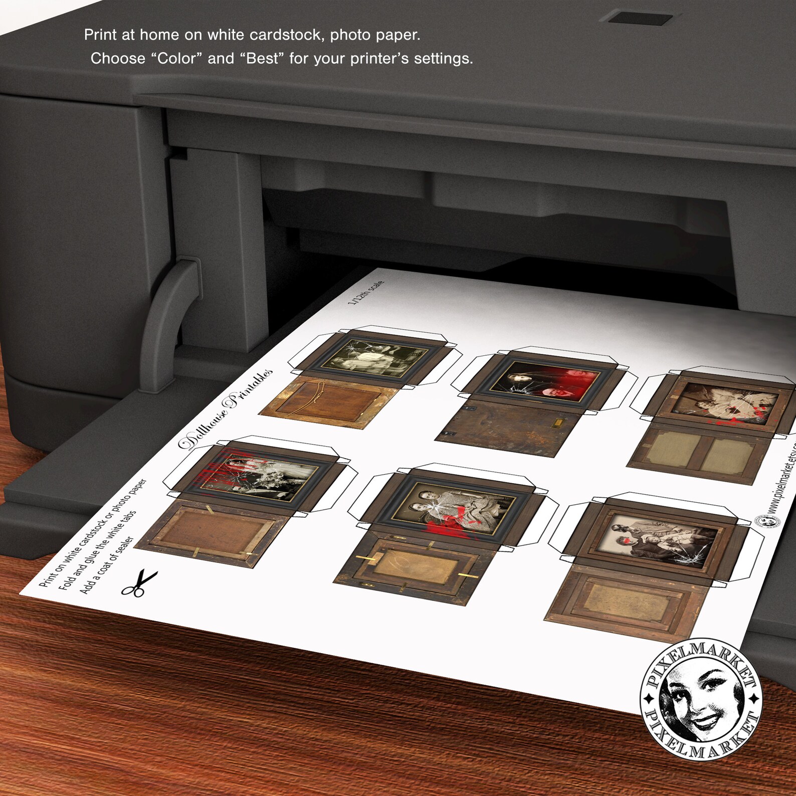 Dollhouse Miniature Prints CREEPY FAMILY PORTRAIT Printable | Etsy