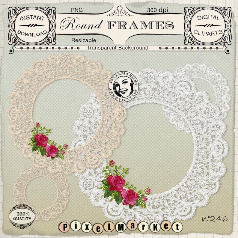 SET Of 4 Round Picture Frames W Embroidered Rose Applique Realistic set-of-4-round-picture-frames-w-embroidered-rose-applique-realistic