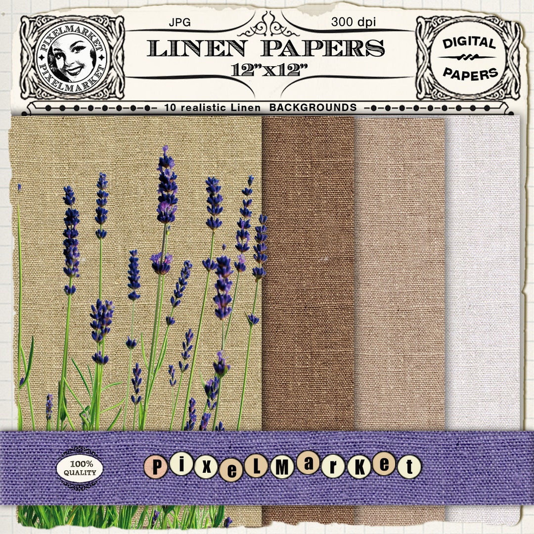 Realistic LINEN PAPERS SET Printable Fabric Backgrounds Digital