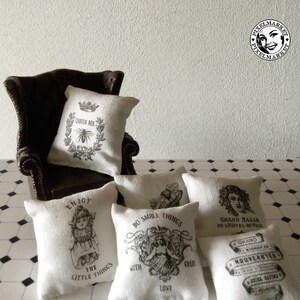 Dollhouse PILLOW Set of 6 Printable Cushions TEMPLATE Miniature Pillow ...