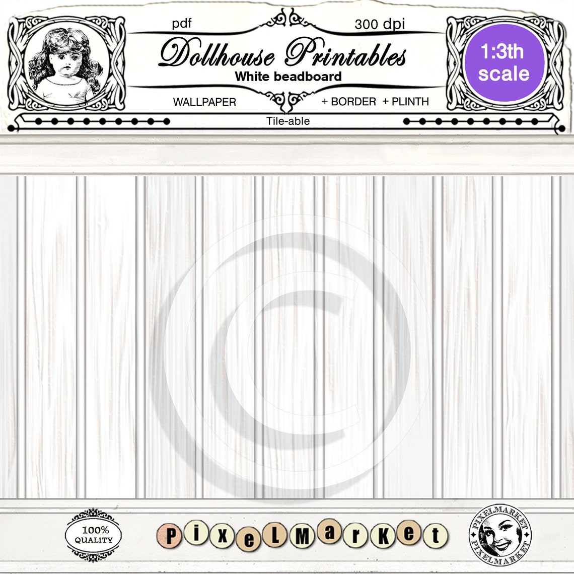 DOLLHOUSE 1/3th Scale Printable BEADBOARD Wooden Planks off - Etsy