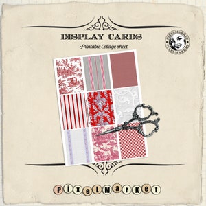 Printable DISPLAY CARDS With Fabric Backgrounds Digital Collage Sheet ...