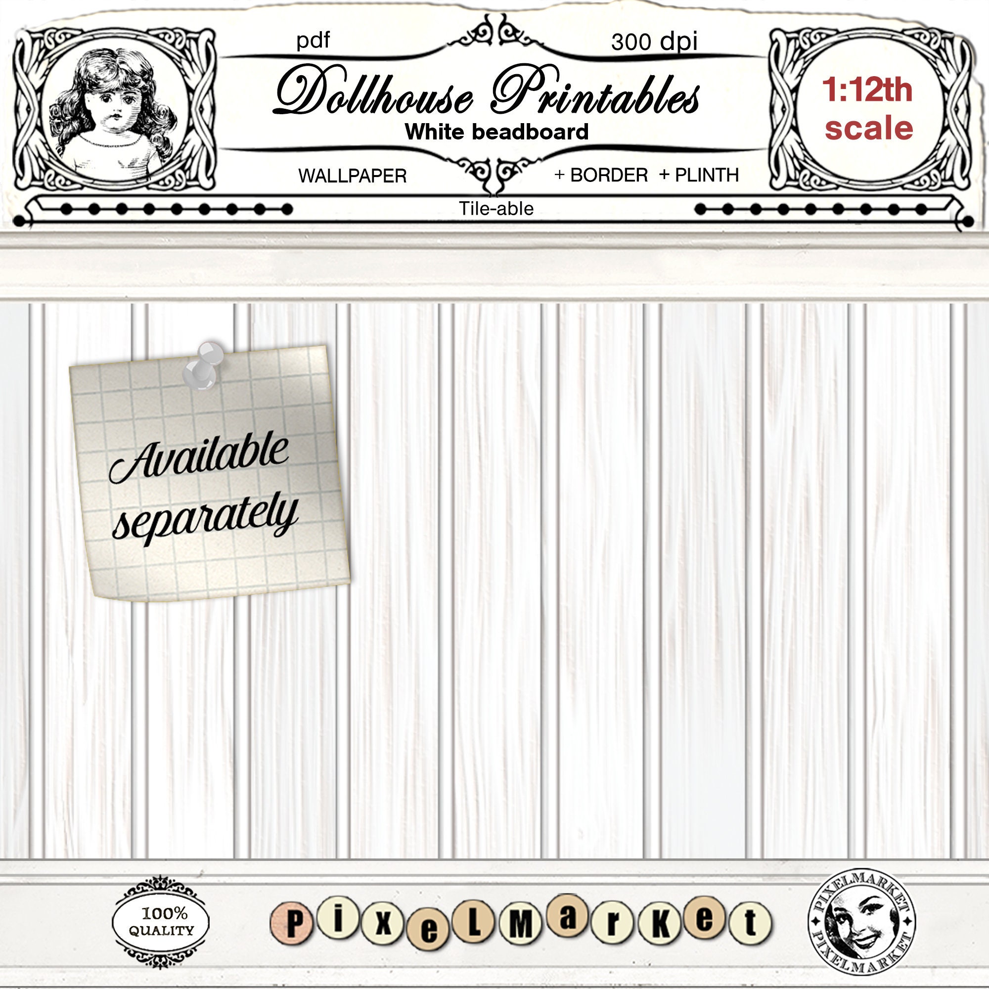 PRINTABLE DOLLHOUSE WALLPAPER Download for 1/12 Miniature | Etsy