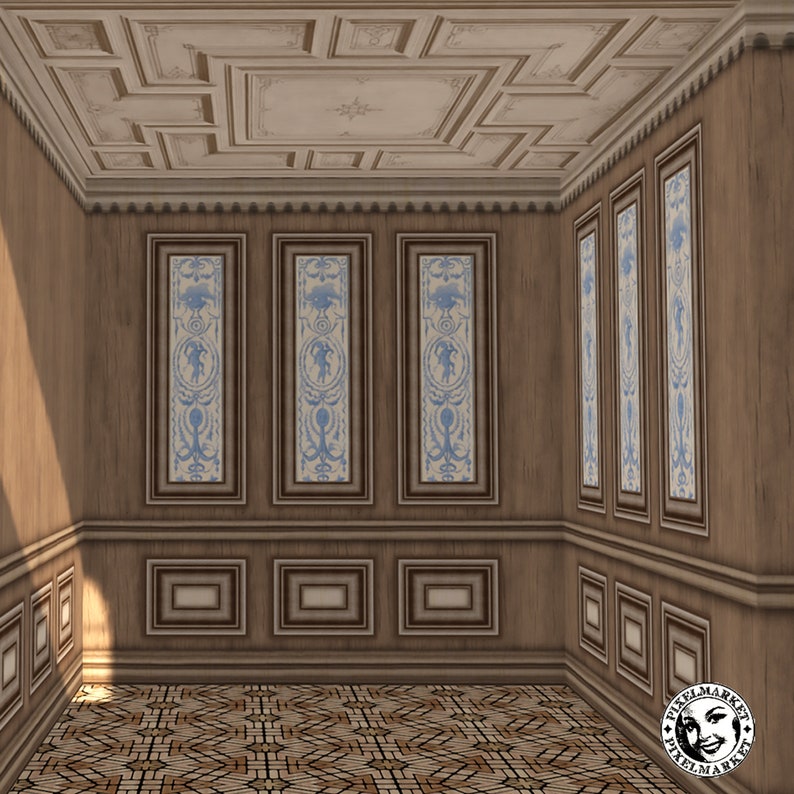 Dollhouse WALLPAPERS WAINSCOT & Coffered CEILING 112th Etsy