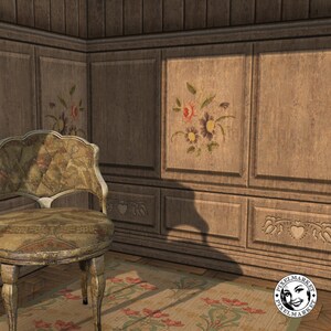 Alpine Cabin Chalet Diorama Printable Set of 2 Rustic Wooden WALLPAPERS ...