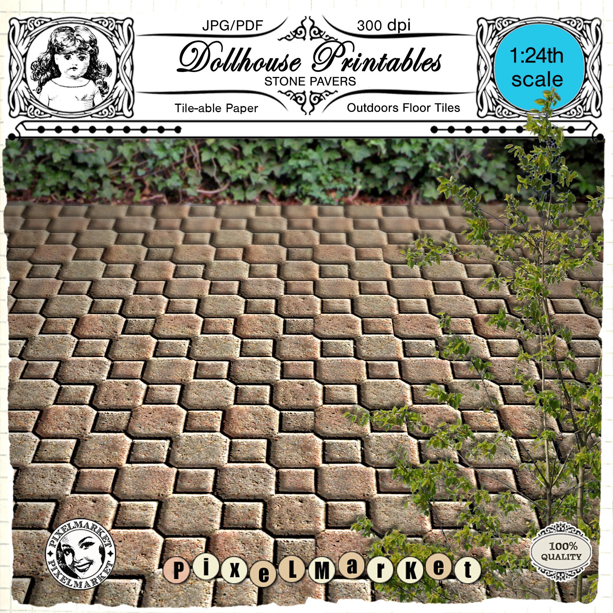 Dollhouse Printable flooring download for 1/24 Outdoor street | Etsy