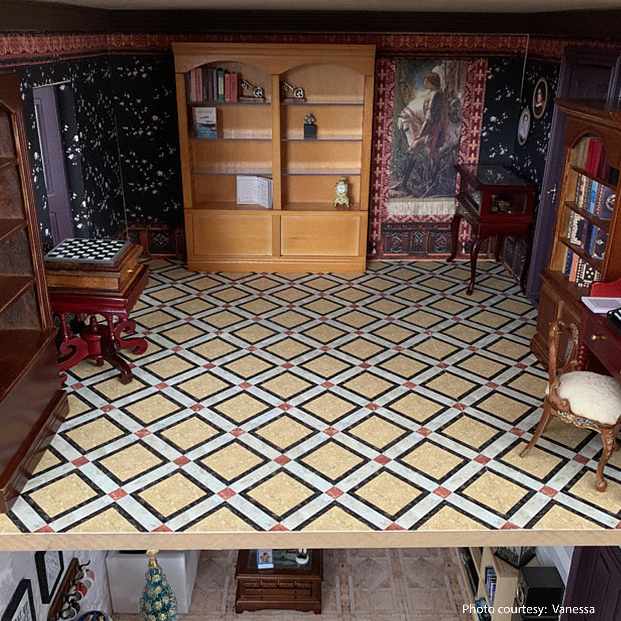 e Casa De Muñecas Miniaturas 1/12th Escala En Color Madera flooring.wood Piso tiles.wb 4 
