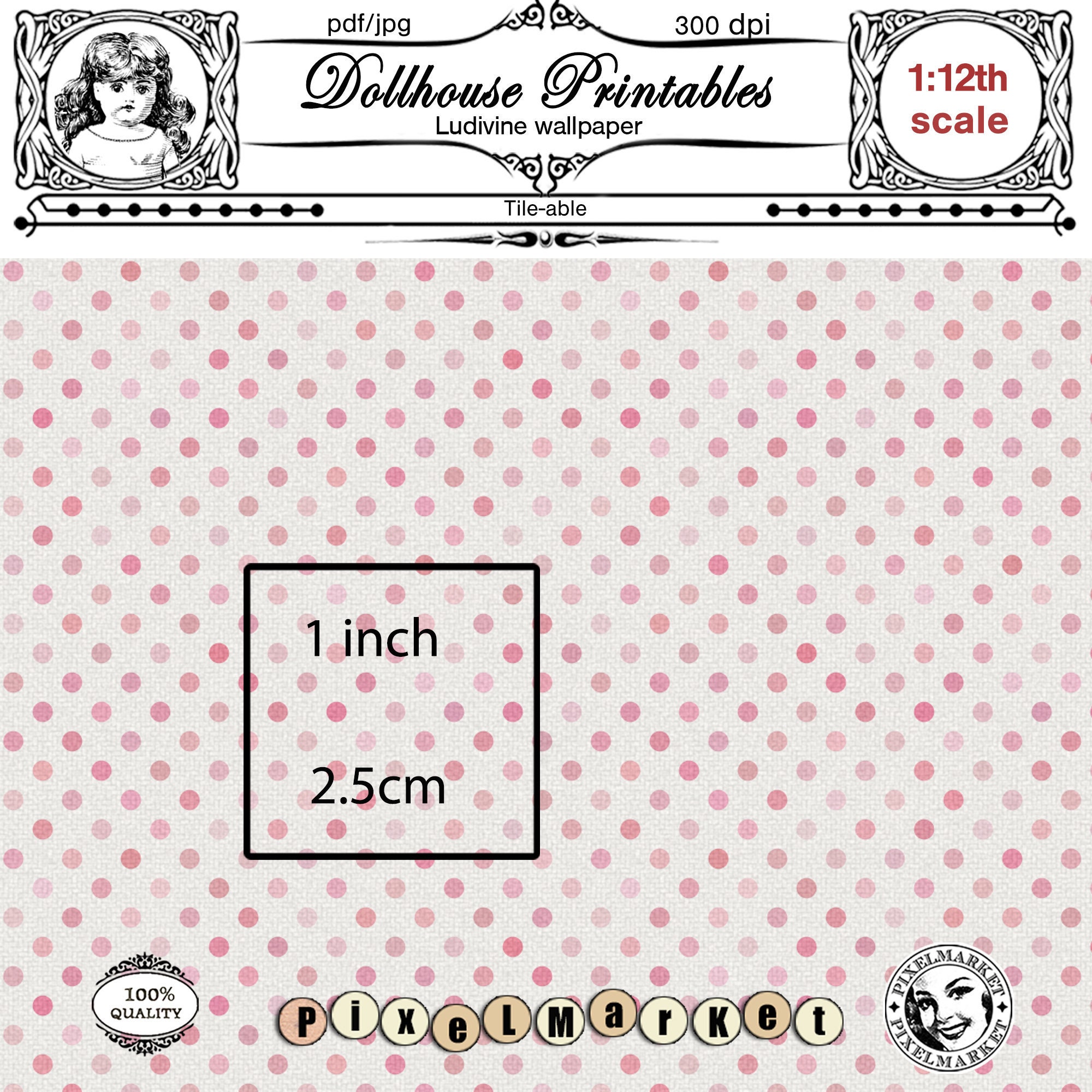 PRINTABLE DOLLHOUSE WALLPAPER Download for 1/12 Miniature | Etsy