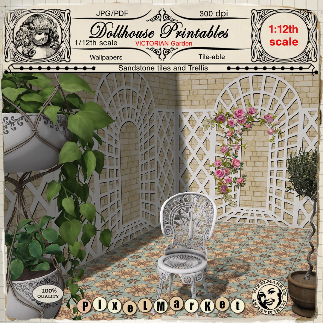DOLLHOUSE Wallpaper 1/12th Decorative Outdoor Scenery Printable STONE ...