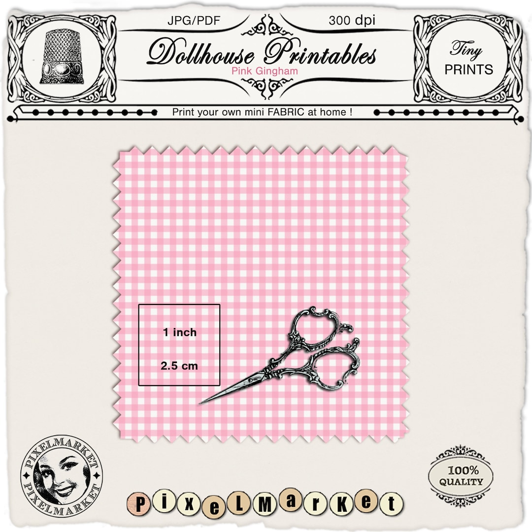 Miniature Print Fabric for Doll Clothes Digital Download Printable