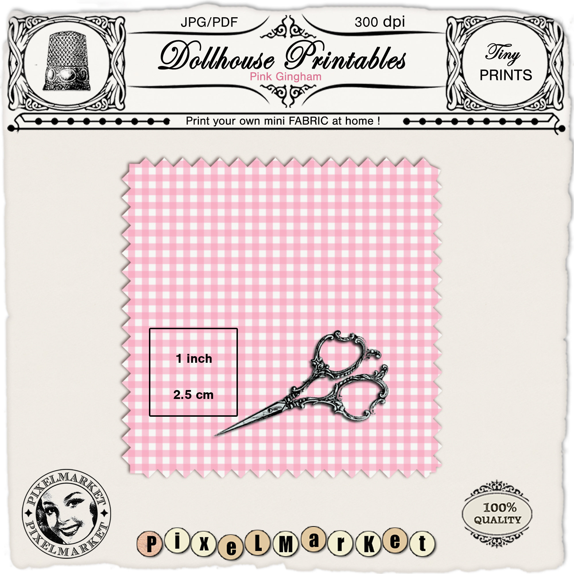 Miniature Print Fabric for Doll Clothes Digital Download Etsy