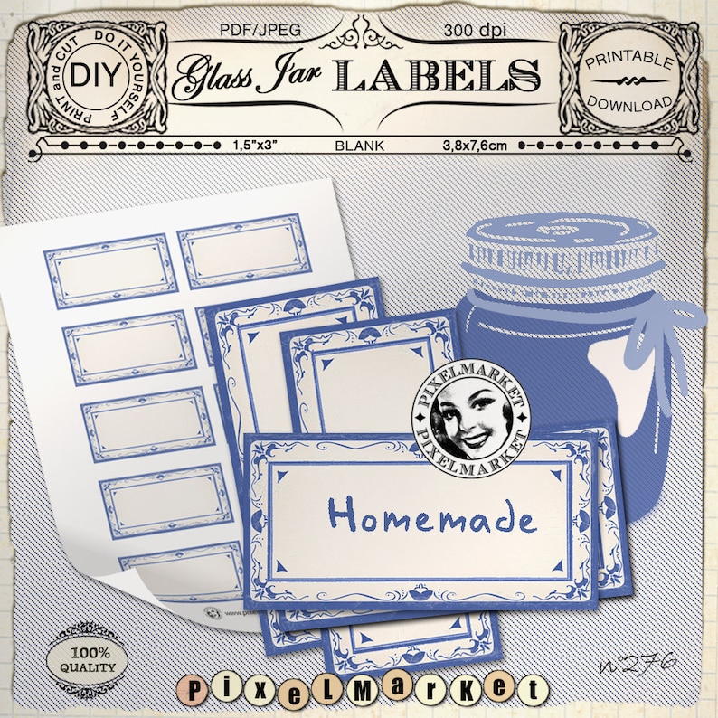 Blank Pantry Labels Template of 10 Cliparts Printable PDF Etsy