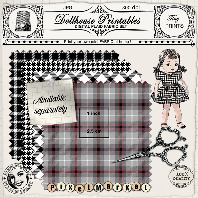 PRINTABLE FABRIC SET for Quarter Scale Miniature Chinoiserie - Etsy