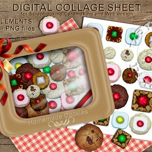 DIGITAL COOKIES CLIPARTS Printable Collage Sheet Download Card Making Invitation Cakes Embellishments Food Cook Biscuit Kid Party e07 image 1