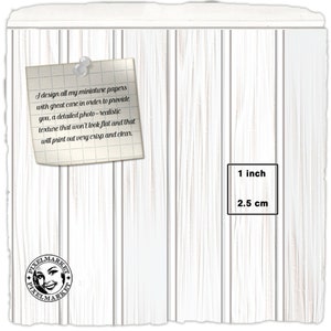 DOLLHOUSE 1/3th Scale Printable BEADBOARD Wooden Planks off White ...