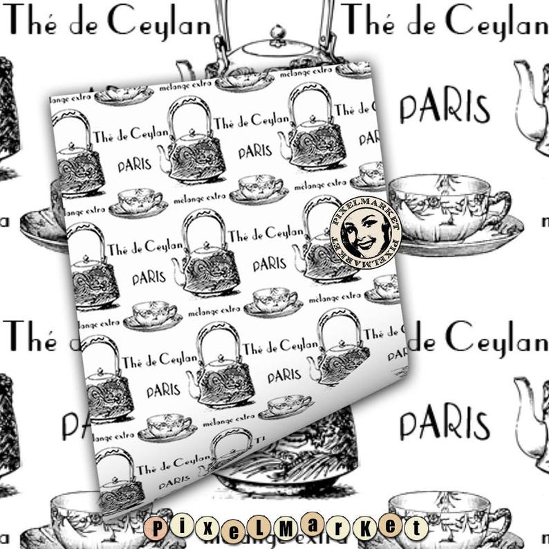 French Vintage WRAPPING Paper Printable GIFTWRAP Black & White Etsy
