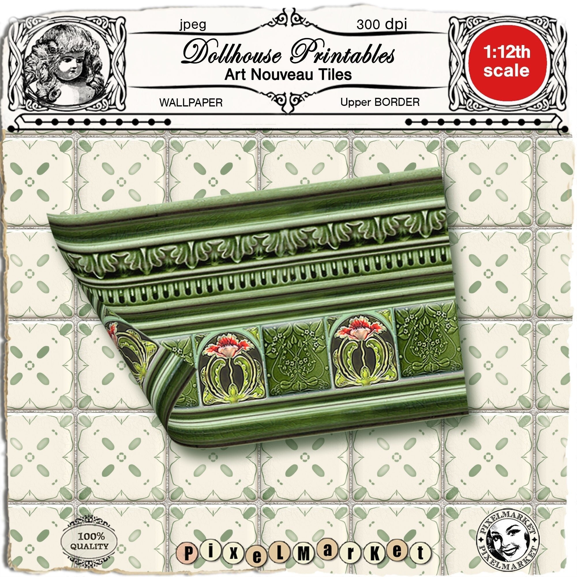 Dolls & Miniatures Art & Collectibles Victorian Art Deco Nouveau Green