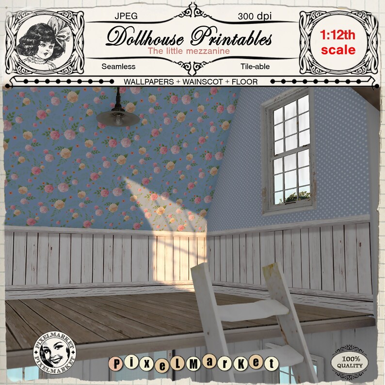 DOLLHOUSE Printable WALLPAPERS with wainscot and wood ground planks for 112th miniature dolls Area diorama roombox Electronic down load picture about Printable Wallpapers called DOLLHOUSE Printable WALLPAPERS with wainscot and wood surface planks for 112th miniature dolls Place diorama roombox Electronic obtain